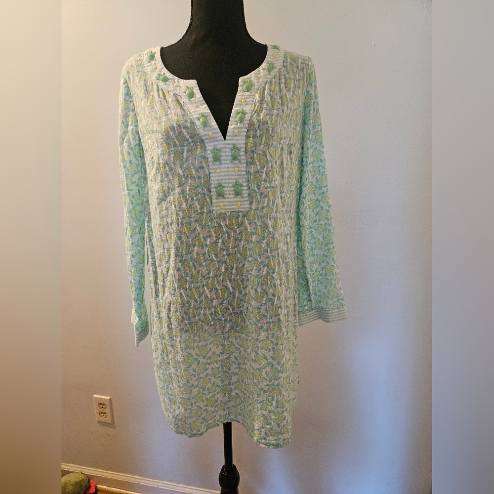 Vineyard Vines Light Blue and Green Swim Coverup